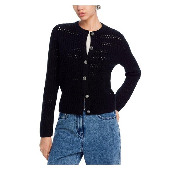 C By Private Label Sweaters - NWT C By Private Label Cashmere Crochet Cardigan Button Front Sweater Black S